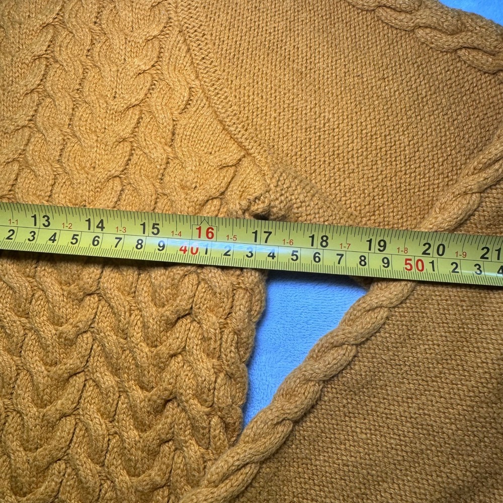Banana Republic Mustard Yellow Cable Knit Crew Neck Sweater Women's Medium EUC - Picture 5 of 10